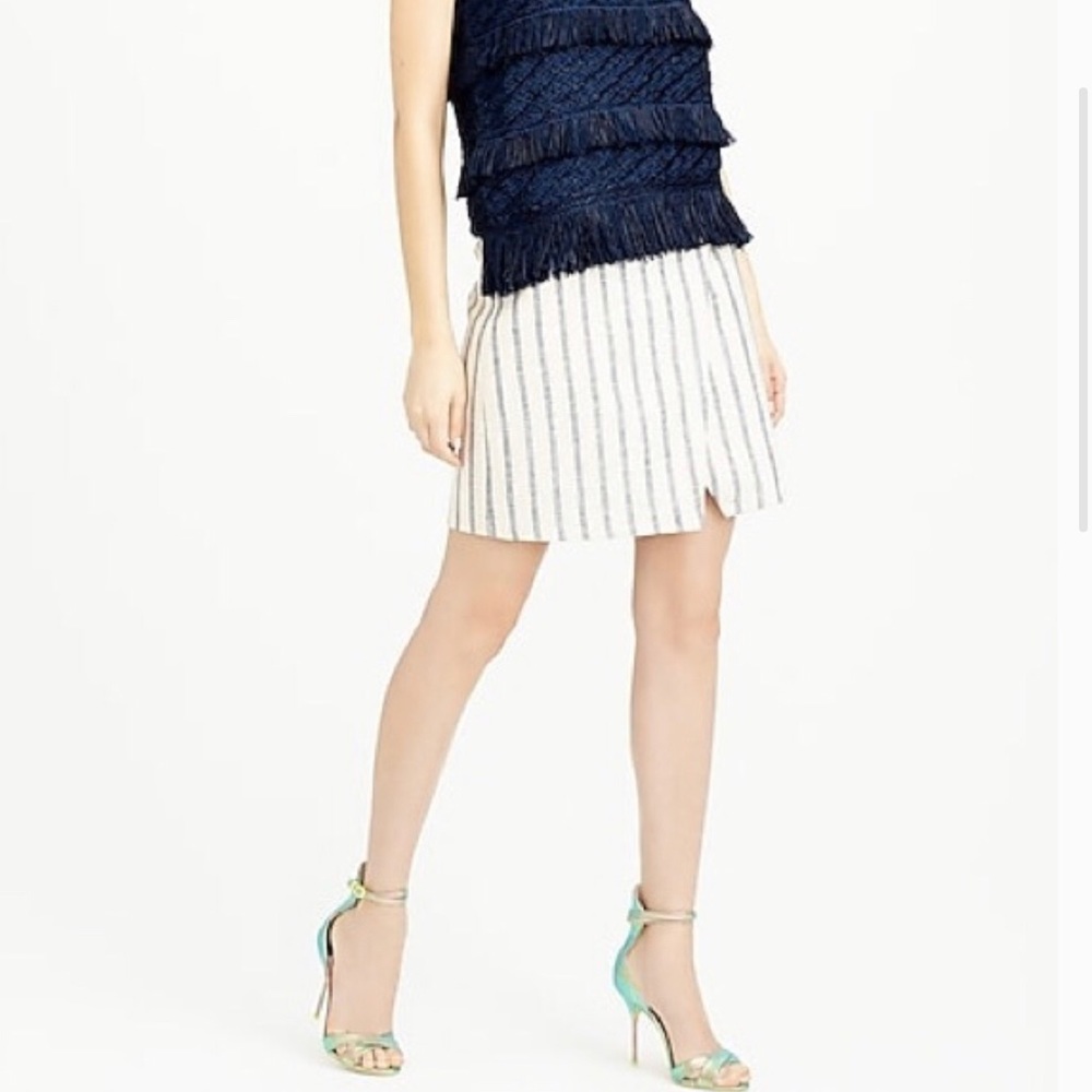 J Crew Linen Crossover Wrap Skirt in Stripe Size 2 C4060